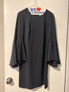 Black Bell-Sleeve Shift Dress -  Elegant Women's Dress